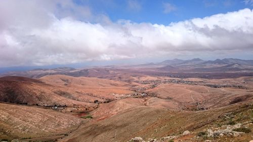 Panoramic view of antigua landscape against cloudy sky