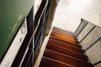 High angle view of staircase at home