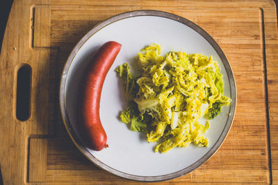 Directly above shot of vegetables in bowl on table