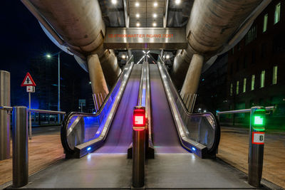 An escalator to a tram station in den haag netherlands 