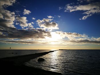 Scenic view of sea against sky at sunset