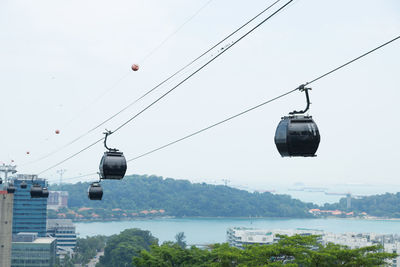 Overhead cable car against sky