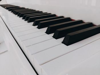 High angle view of piano keys