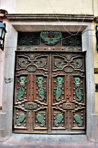 Closed door of building