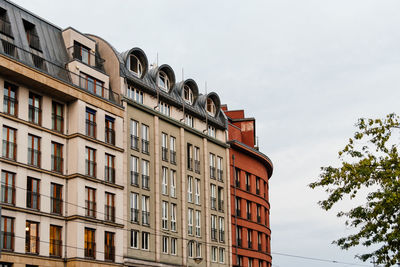 Low angle view of old residential buildings in berlin mitte, germany.