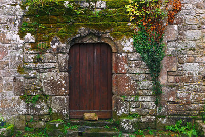 Closed door of old building