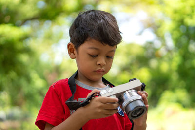 Boy looking at camera