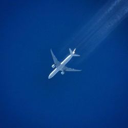 Low angle view of airplane flying in sky
