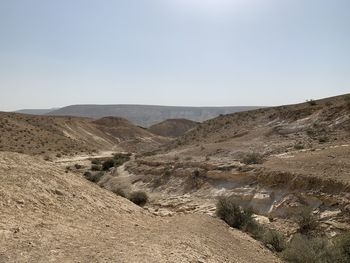 Scenic view of desert against clear sky