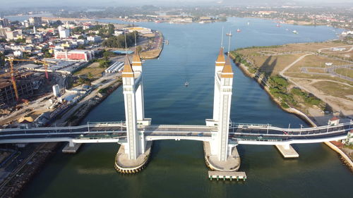 High angle view of bridge over river