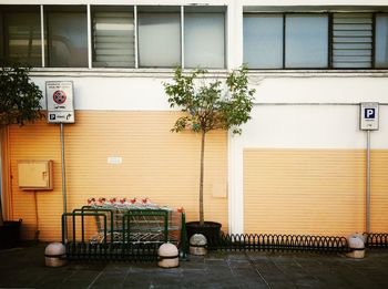 Information sign in front of building