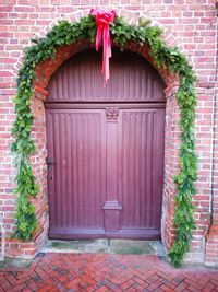 Closed door of building