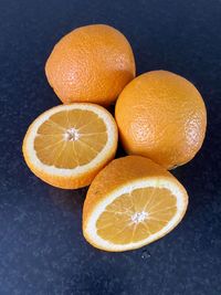 High angle view of oranges on table