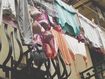 Low angle view of clothes drying on clothesline