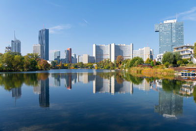 Reflection of buildings in water