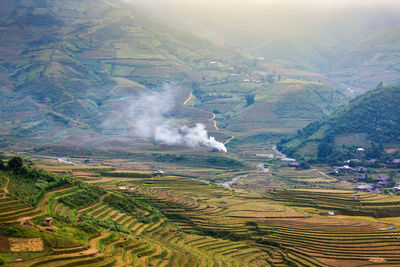 Aerial view of agricultural fields