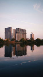 Reflection of built structure in water