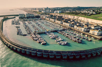 High angle view of city street