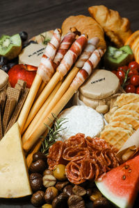 High angle view of food on table