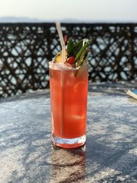 Close-up of drink in glass on table