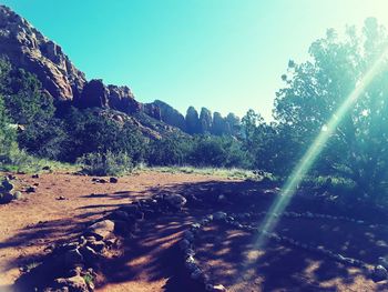 Scenic view of mountains against clear sky