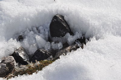 High angle view of frozen sea