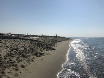 Scenic view of beach against clear sky