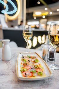 Close-up of food on table