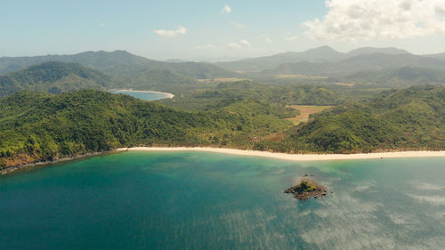  seascape with tropical islands, mountains and beaches. nacpan, el nido, palawan, philippines. 