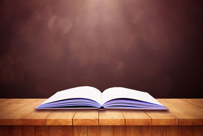 Close-up of open book on table