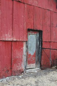 Close-up of red door