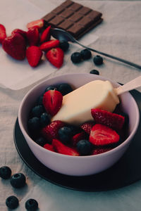 Close-up of dessert in plate on table