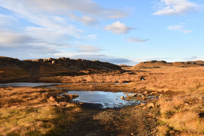 Scenic view of lake against sky