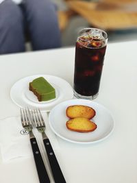 Close-up of drink served on table