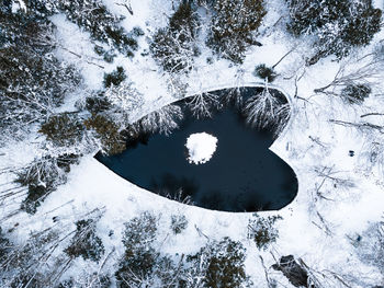 Heart-shaped pond in winter in halifax, nova scotia