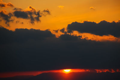 Scenic view of dramatic sky during sunset