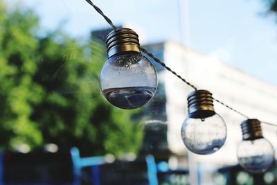 Low angle view of light bulb decoration