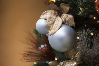 Close-up of christmas tree at home