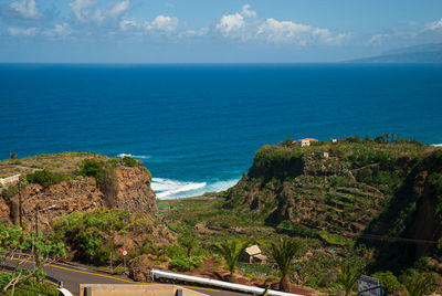 High angle view of sea against sky