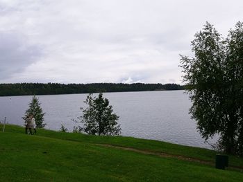 Scenic view of lake against sky