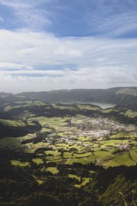 Aerial view of landscape against sky