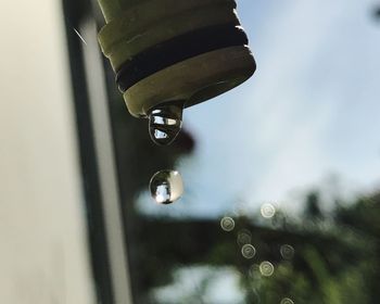 Low angle view of water drop