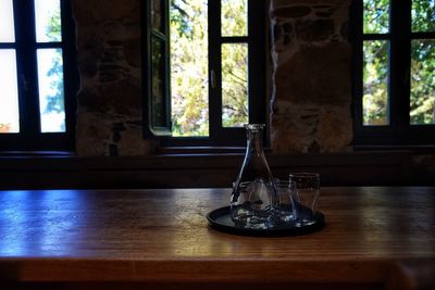 Close-up of water on table