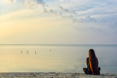 Scenic view of sea against sky during sunset