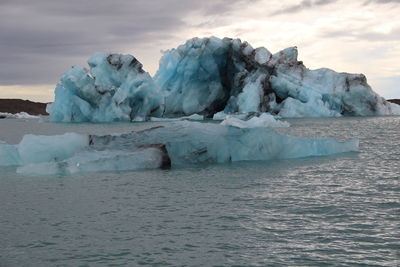 Scenic view of frozen lake against sky