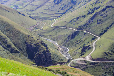 High angle view of road amidst landscape