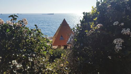 Scenic view of sea against clear sky