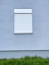 Window on white wall of building