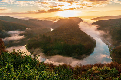 Panoramic view from the cloef to the saar loop, germany.