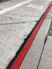 High angle view of road marking